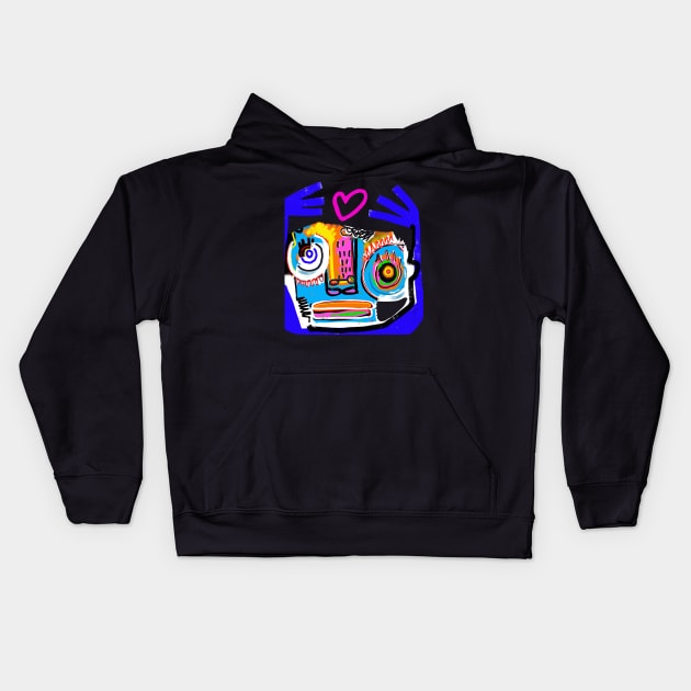 LOVE CRAZY FACE HEART Kids Hoodie by Angel Rivas